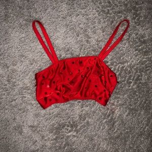 Cropped Red Sequin Top
